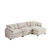 3-Seater Corduroy Sofa with Ottoman & L-Shaped Design - 4 of 4