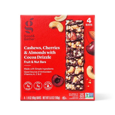 Cashews, Cherries and Almond with Cocoa Drizzle Fruit and Nut Bars - 4ct - Good & Gather™