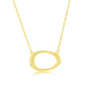 Bella Silver Sterling Silver, Open Oval Necklace - Gold Plated - Gold - 16+2 Inch - 1 of 2
