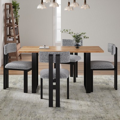 5-Piece Dining Set,Upholstered Dining Chairs With Metal Legs,Wooden Top Metal leg Dining Table,Dining Set Table And Chairs-Cuddlewood