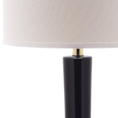 Navy Ceramic Long Neck Table Lamp Set with White Shade