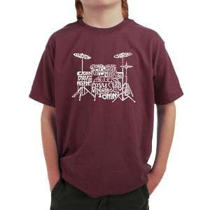 LA Pop Art Boy's Word Art T-shirt - Drums - 1 of 4