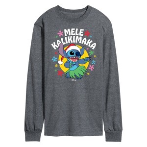 Men's - Lilo and Stitch - Mele Kalikimaka Long Sleeve Graphic T-Shirt - 1 of 3