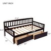 Twin-Size Pine Wood Daybed with Dual Storage Drawers and Convertible Sofa Bed Feature, Equipped with a 10-Slat Support System - 3 of 4