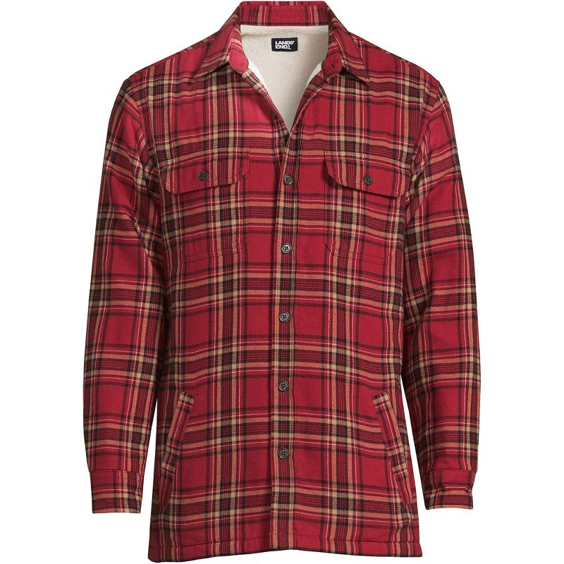 Lands' End Men's Traditional Fit High Pile Fleece Lined Flannel Shirt Jacket, 3 of 7