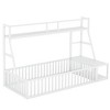 CAVINAS Twin/Full Size Metal Bed Frame with Safety Fence & Storage Shelves&Desk,Modern Floor Bed for Kids Room,Playroom - 4 of 4