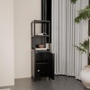 Tall Storage Cabinet, 52" Bamboo Narrow Floor Cabinet with 1 Door & 2-Tier Open Shelves, for Bath, Living Room, Entryway - 4 of 4
