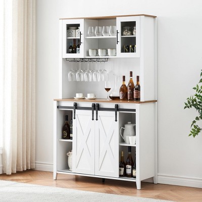 Farmhouse Bar Cabinet with Sliding Barn Door