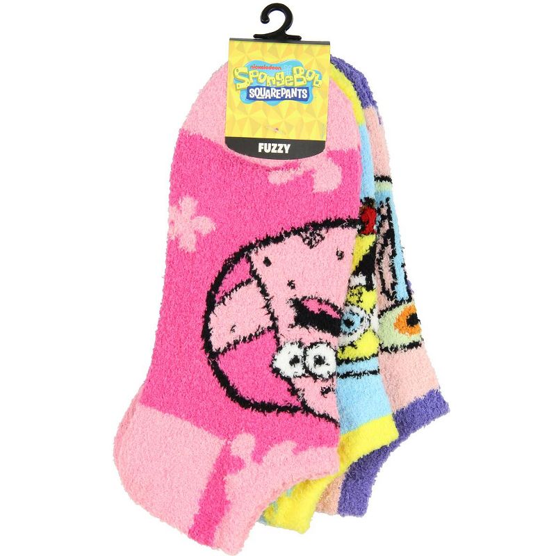 Nickelodeon SpongeBob SquarePants Women's Plush Fuzzy 3 Pack Ankle Socks Multicoloured, 3 of 4