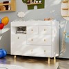 FUFU&GAGA White Baby changing table Storage cabinet Leather pulls Solid wood feet Large space Partitioned storage - 2 of 4