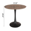 Gulches 3-Piece Mid-Century Tulip Dining Set - 31.5" Walnut MDF Round Table + 2 Faux Leather Chairs, Black Metal Legs, 2-4 Person - 2 of 4