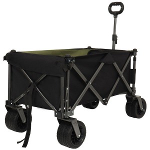 CAVINAS Heavy-Duty Folding Wagon Cart with Tailgate,All-Terrain Shopping Cart with Big Wheels,Wagon for Camping,Shopping - 1 of 4