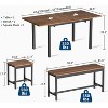 63" Large Extendable Kitchen Table Set with 2 Benches and 2 Square Stools for 4-8 People, Easy Assembly，for Modern Dining Room - 2 of 4