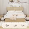 Brafabhome Queen Size Rattan Bed Frames with Headboard, Sturdy Wood Platform Bed Frames with 4 Storage Drawers for Bedroom | Beige - 3 of 4
