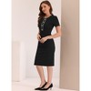 Allegra K Women's Work Business Round Neck Tweed Trim Short Sleeve Sheath Dress - 4 of 4