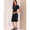 Allegra K Women's Work Business Round Neck Tweed Trim Short Sleeve Sheath Dress - image 4 of 4