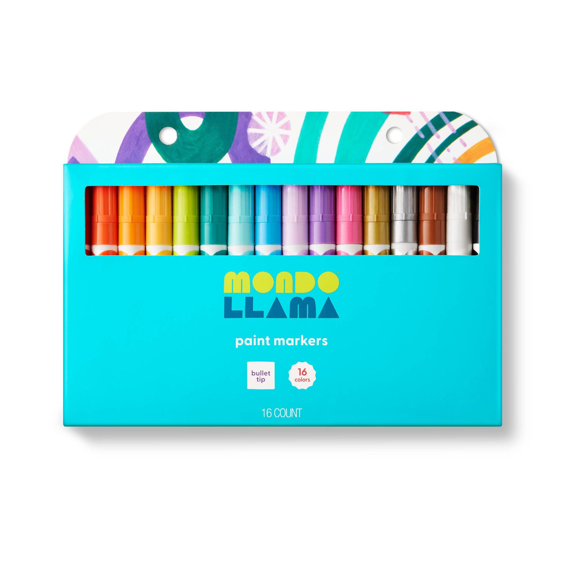 16ct Paint Markers Bullet Tip - Mondo Llama™: Acrylic Paint Pens, Multicolored, 1.6mm, Adult Use, Art Supplies