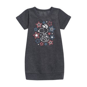 - Peanuts - Snoopy Stars Graphic Short Sleeve Fleece Dress - 1 of 3