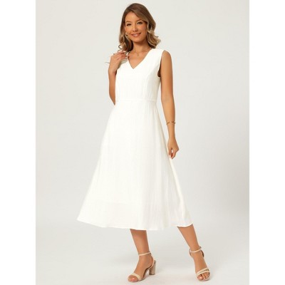 Женские платья INSPIRE CHIC Women's Casual Summer Sleeveless V Neck Casual Flowy A-Line Midi Dresses with Pocket Large Beige — фото 4