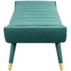 Modway Guess Channel Tufted Performance Velvet Accent Bench Teal – Mid-Century Upholstered Bench with Padded Seat and Gold Legs - 3 of 4