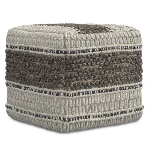 Heyfield Square Pouf Earth Tone Brown - WyndenHall: Contemporary Style, Wool Upholstered, No Assembly Required - 1 of 4