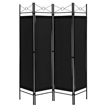 Costway 6 FT 4-Panel Folding Room Divider  Freestanding Privacy Screen Steel Frame Brown\Black\White