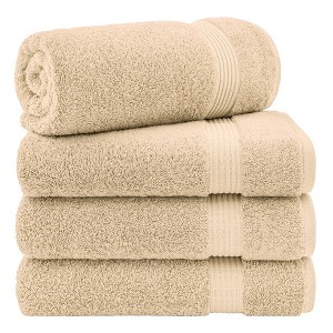 American Soft Linen Turkish Premium Quality 100% Cotton Turkish 4 Piece Bath Towel Set, Soft Absorbent Quick Dry Bath Towels for Bathroom - 1 of 4