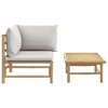 VidaXL 2 Piece Patio Lounge Set with Light Gray Cushions Bamboo - 4 of 4