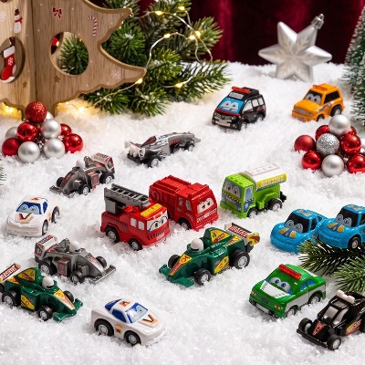 Advent Calendar with 24 Pull Back Toy Cars for Racing at Home