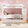 Tangkula Twin over Twin Wooden Bunk Bed w/ Trundle Storage Stairs Convertible - 4 of 4