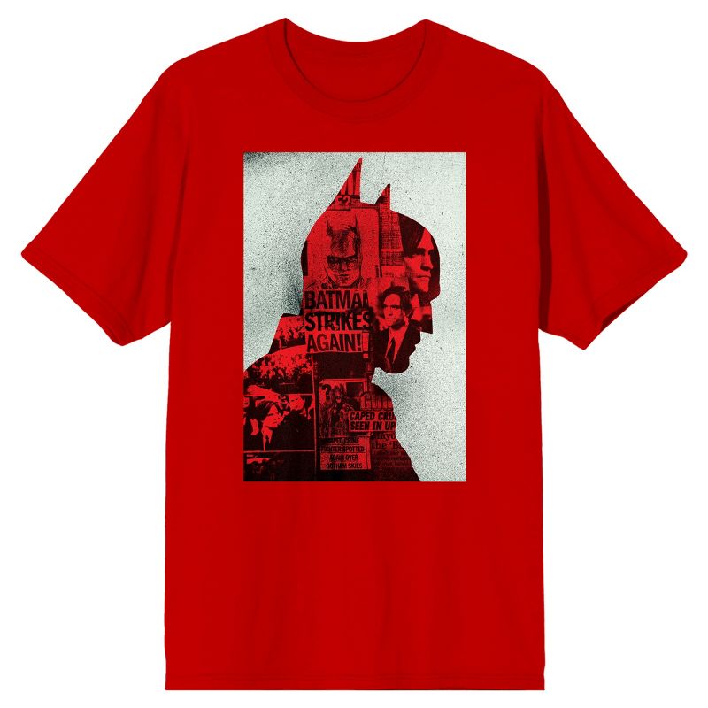 The Batman Silhouette Strikes Again Men's Red T-Shirt, 1 of 2