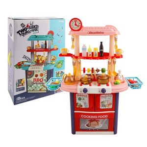 Topteng Pretend Play Kitchen with Sound Effects and Stove Light, Kids Kitchen Playset - 1 of 4