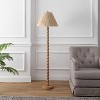 JONATHAN Y Wren 61.5" Modern Rustic Bobbin Pleated Paper Shade/Resin LED Floor Lamp, Brown Wood Finish/Light Brown - 2 of 4