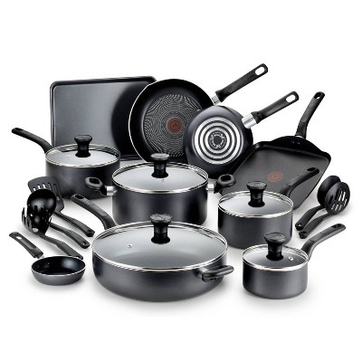 T-fal Simply Cook 20pc Nonstick Cookware Set with Thermospot Gray
