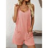Womens Summer Casual Short Romper Scoop Neck Sleeveless Striped Overalls Shorts Jumpsuit with Pockets - 2 of 4