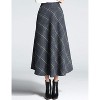 Women's Wool Plaid A-Line Skirt - Winter Warm Elastic Waist Pleated Long Skirt Blue Grey - 4 of 4