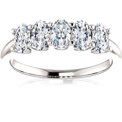 Pompeii3 1 1/2Ct Oval Moissanite Marquise Wedding Ring in White, Yellow or Rose Gold