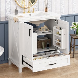 TIRAMISUBEST 30'' Bathroom Vanity with Ceramic Sink, Freestanding Bathroom Vanity Cabinet with 2 Soft-Close Doors, 1 Drawer, Dual Storage Shelves - 1 of 4
