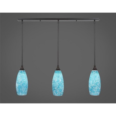Toltec Lighting Any 3 - Light Chandelier in  Dark Granite with 5.5" Turquoise Fusion Shade