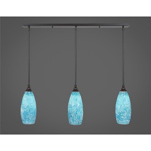 Toltec Lighting Any 3 - Light Chandelier in  Dark Granite with 5.5" Turquoise Fusion Shade - 1 of 1