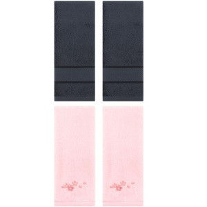 REGALWOVEN 4 Pcs Bathroom Decorative Cotton Soft Absorbent Sold Striped Hand Towel - 1 of 4