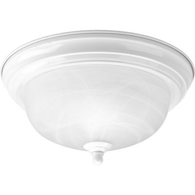 Progress Lighting Melon 1-Light Flush Mount, Brushed Nickel, Alabaster Glass