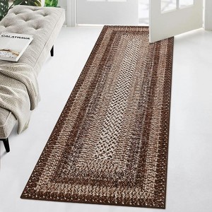 Non-Slip Kitchen Runner Rug, Washable Boho Vintage Rug with Rubber Backing for Hallway, Entryway, Laundry Room - 1 of 4