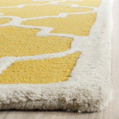 Handmade Gold & Ivory Wool Tufted Rectangular Rug 4' x 6'