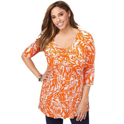 Jessica London Women's Plus Size Stretch Knit Pleated Tunic