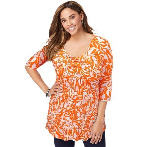Jessica London Women's Plus Size Stretch Knit Pleated Tunic - 1 of 4