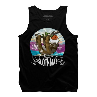 Men's Design By Humans Merry Slothmas - Funny Christmas Pajama for Sloth LoversÂ By TELO213 Tank Top