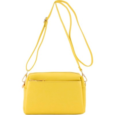 BEAFUP Triple Zip Small Crossbody Bag - Faux Leather Shoulder Bag with Gold Tone Hardware and Adjustable Strap - Zipper Closure for Everyday