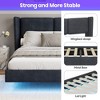 NicBex Queen Floating Bed Frame with LED Lights,Upholstered Wingback Bed Frame with Velvet Fabric Headboard,No Box Spring Needed,Easy Assembly,Gray - 4 of 4