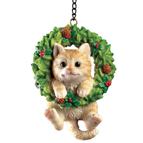 Collections Etc Hand Painted Pet-In-Wreath Hanging Christmas Tree Ornament - image 1 of 3